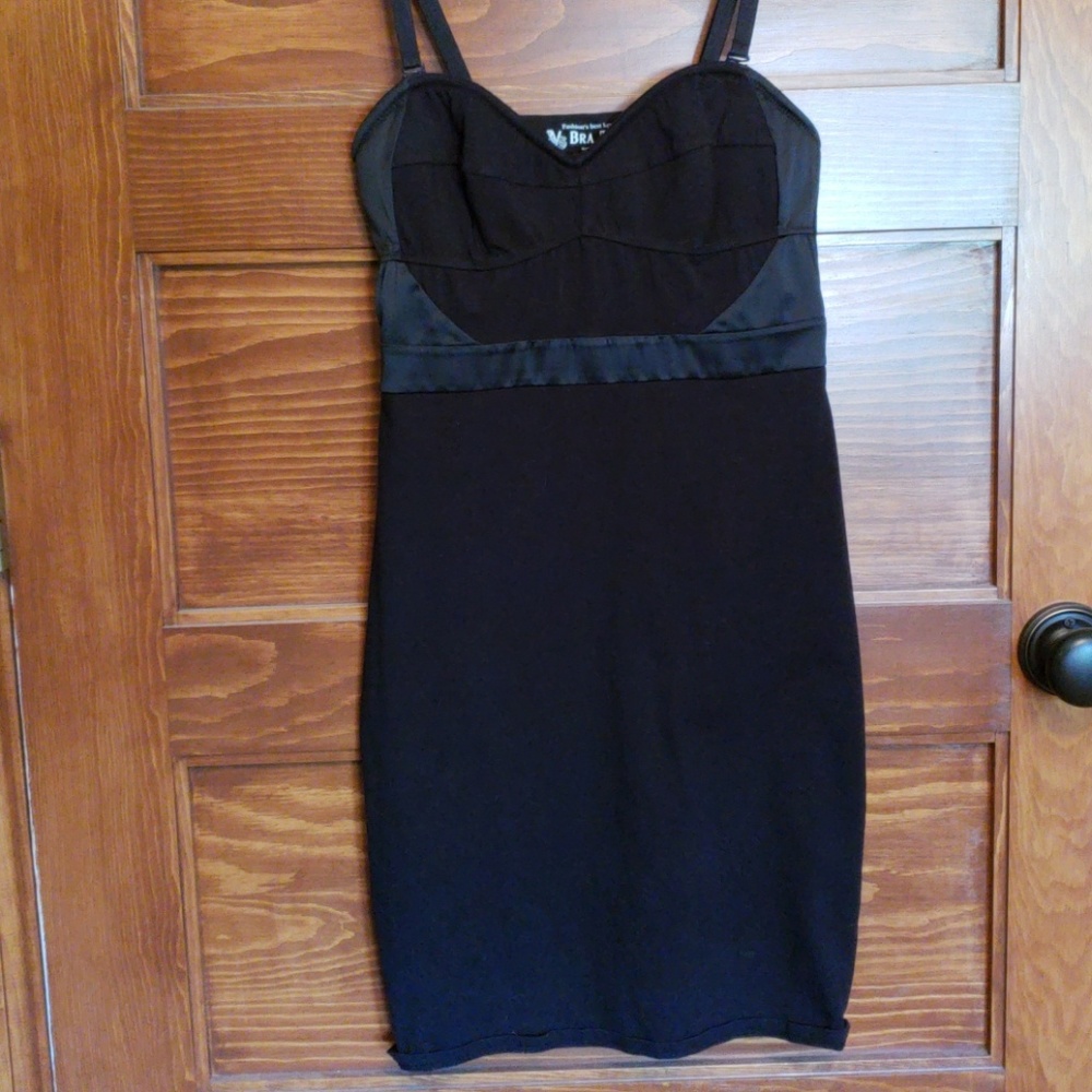 Victorias secret black bustier satin bodycon dress